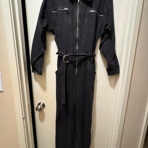 Topshop Charcoal Denim Jumpsuit